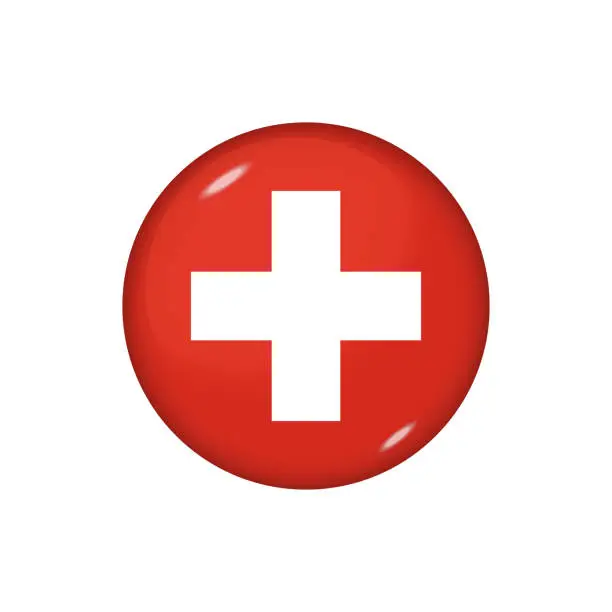 Vector illustration of Glossy flag icon ofSwitzerland