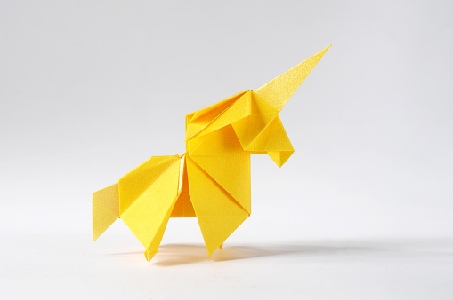 Origami Yellow Unicorn