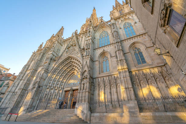 istock Gothic Barcelona Cathedral at the sunrise, Spain. 1267092836