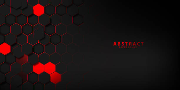 istock abstract black red Hexagon texture sports Vector illustration. geometric background. Modern shape concept. 1267102628