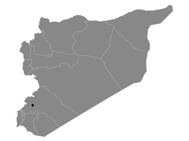 lageplan des gouvernements damaskus - syria map cartography damascus stock-grafiken, -clipart, -cartoons und -symbole