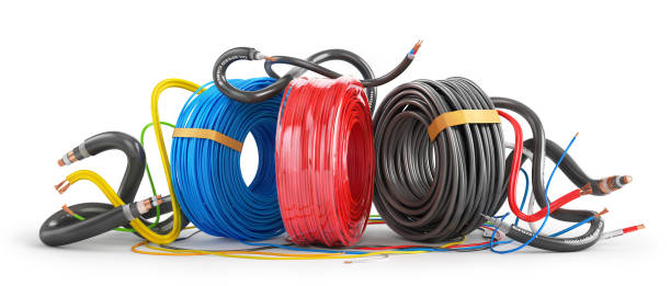 istock Color cable coils on a white background. 3d illustration 1267107184