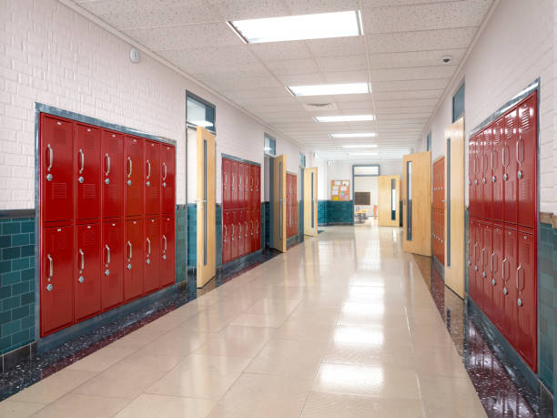 istock School corridor with lockers. 3d illustration 1267107238