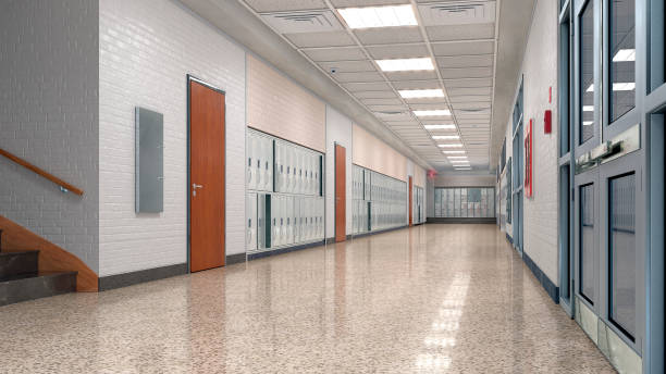 istock School corridor with lockers. 3d illustration 1267107417