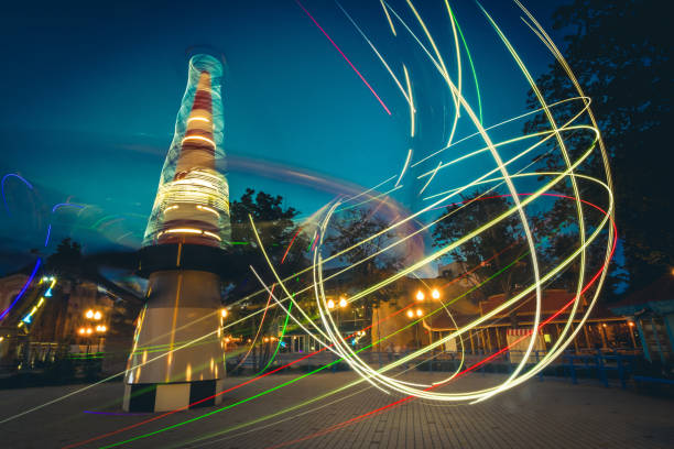 istock Abstract light trails of carousels 1267111376