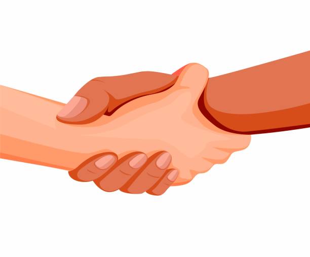 Two Hand Holding Each Other Help Support And Solidarity In Diversity Symbol  Concept In Cartoon Illustration Vector Isolated In White Background Stock  Illustration - Download Image Now - iStock