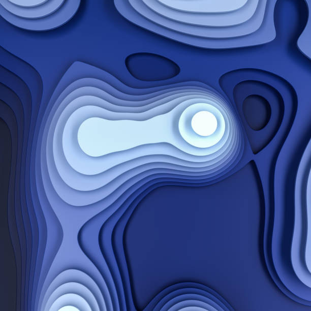 istock Layered paper cutout model. 3d rendered abstract background in blue and white 1267113851
