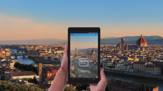 tablet augmented reality  sliding travel destinations
