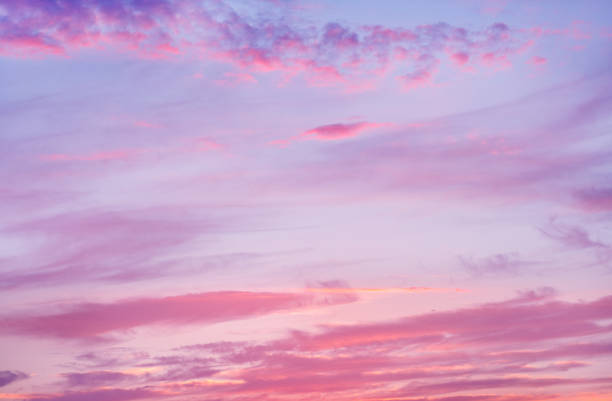 istock Beautiful sky with clouds before sunset. Purple summer sunset. 1267119642