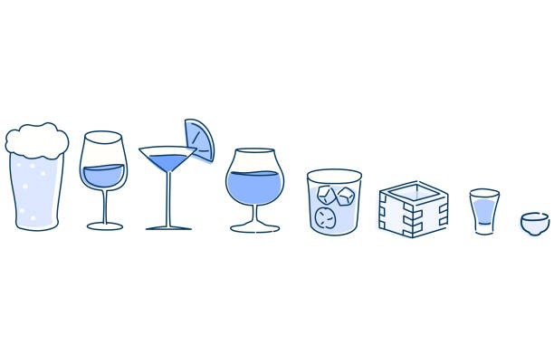 술, 서양 술, 칵테일, 맥주 세트 일러스트레이션 - whisky shot glass glass beer glass stock illustrations