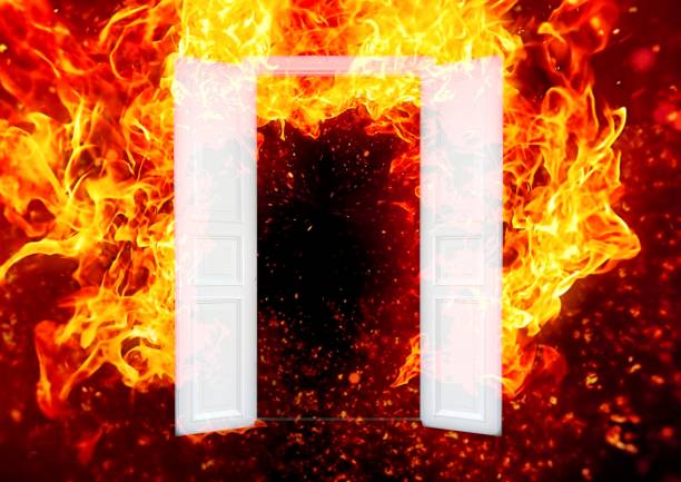 istock The door of flame opens 1267135450