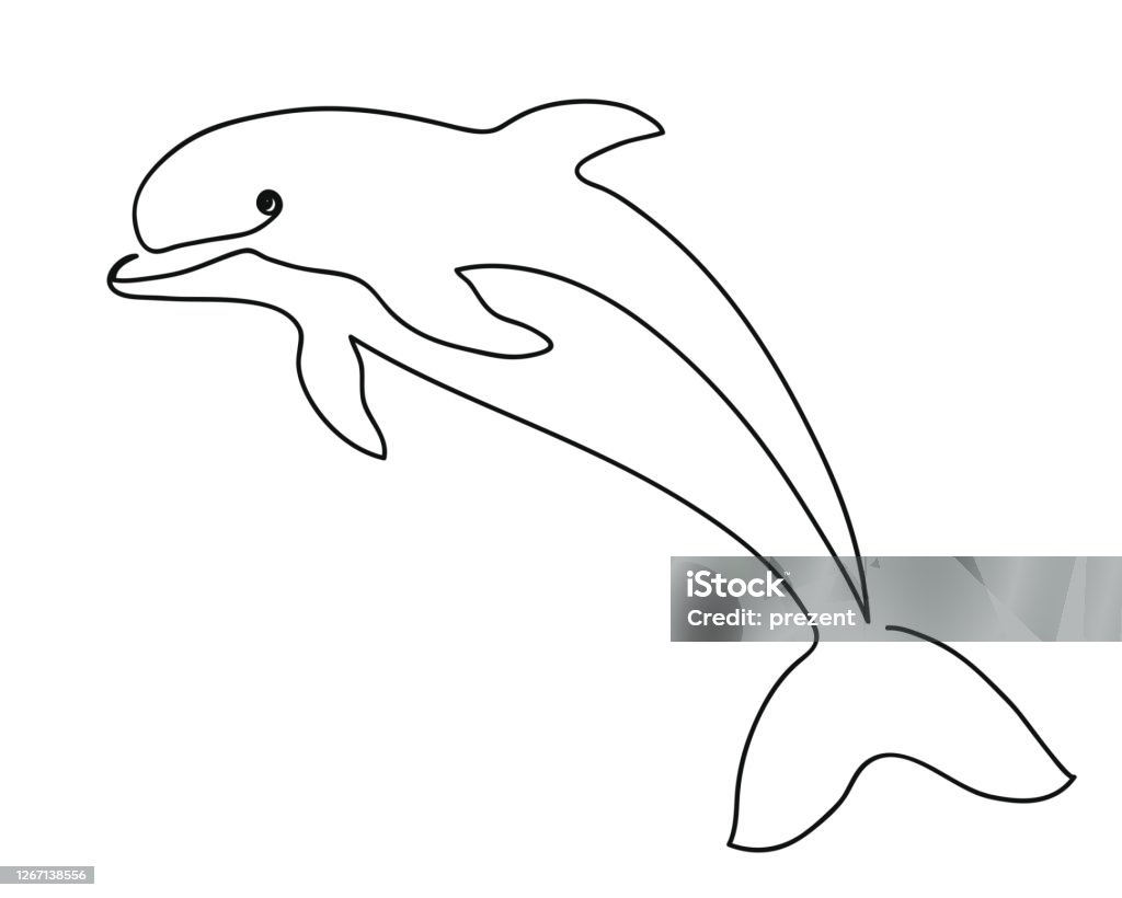 Cá Heo Vẽ Nghệ Thuật Một Dòng Liên Tục Hình Bóng Đường Viền Động ...