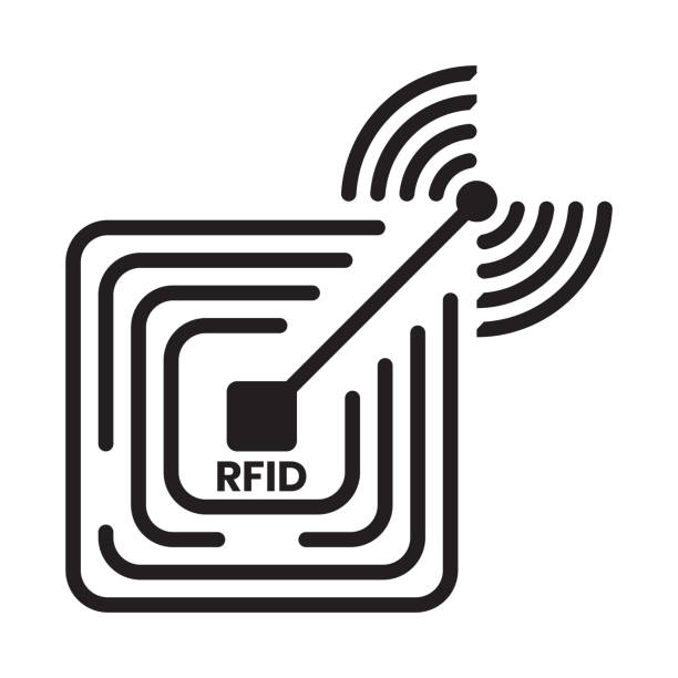 ilustrações de stock, clip art, desenhos animados e ícones de radio frequency identification or rfid technology long distance reader icon - environmental damage audio