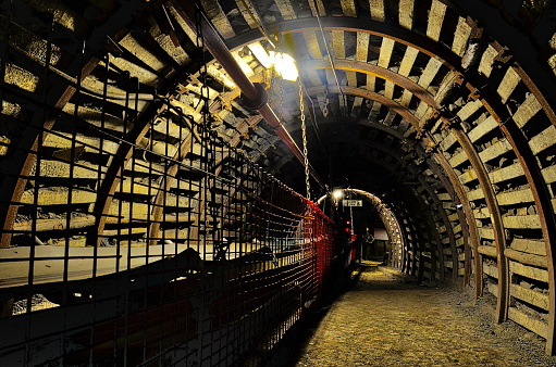 Underground corridor of coal mine in Poland