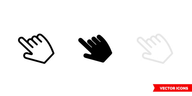 illustrations, cliparts, dessins animés et icônes de icône hover de 3 types de couleur, noir et blanc, contour. symbole de signe vectoriel isolé - survoler