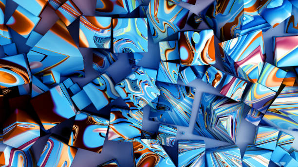 istock Bright background with a volumetric pattern and print. 3d illustration, 3d rendering. 1267154279