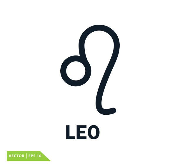 ilustraciones, imágenes clip art, dibujos animados e iconos de stock de plantilla de logotipo vectorial de icono del zodíaco - leo