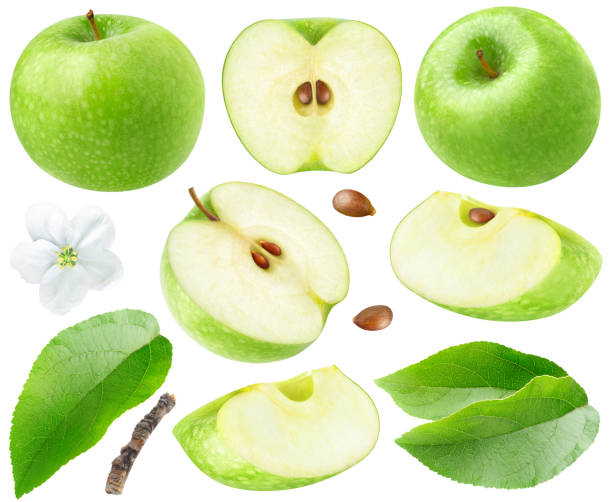 istock Isolated green apples collection 1267158834