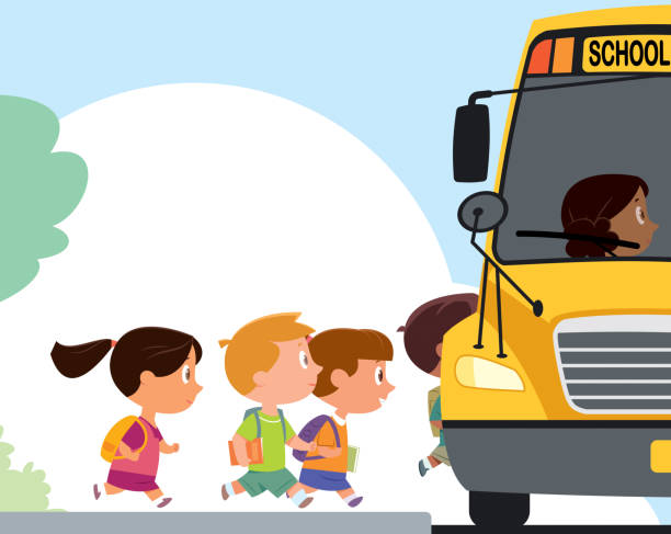 illustrations, cliparts, dessins animés et icônes de bus scolaire. retour à l’école - bus child waiting education