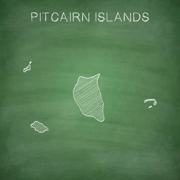 Vector illustration of Pitcairn Islands map drawn on chalkboard - Blackboard