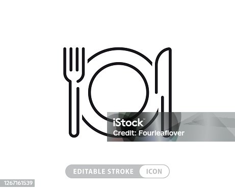 istock Meal Breaks Vector Line Icon - Simple Thin Line Icon, Premium Quality Design Element 1267161539