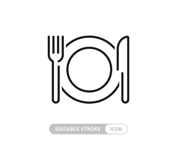 Vector illustration of Meal Breaks Vector Line Icon - Simple Thin Line Icon, Premium Quality Design Element
