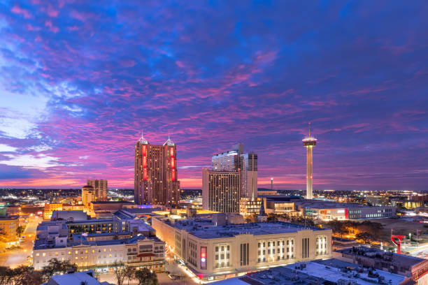 San Antonio, Texas, September 28, 2022: A view of the city's skyline before sunset on a clear day.
