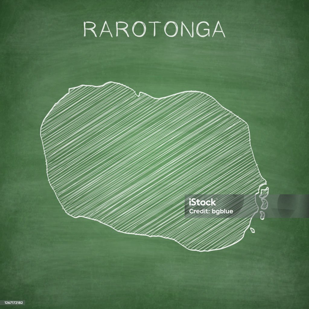 Simple Map Rarotonga Rarotonga Map Drawn On Chalkboard Blackboard Stock Illustration ...