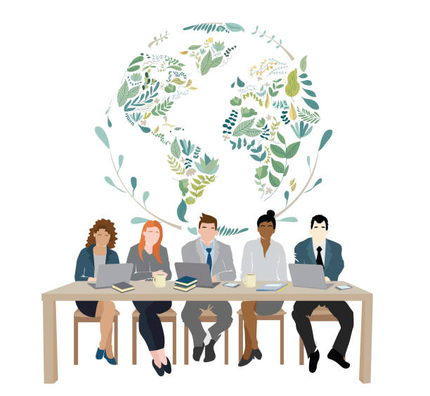 Illustration representing corporate environmental responsibility Illustration representing corporate environmental responsibility â sustainability concepts sustainability corporate stock illustrations