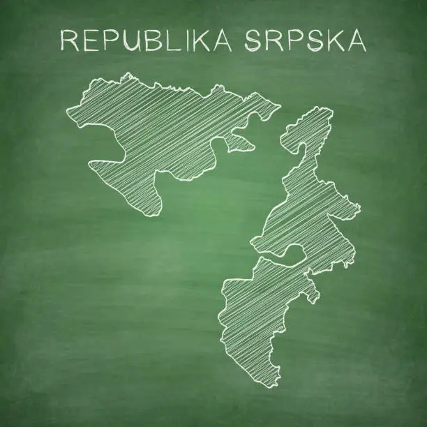 Vector illustration of Republika Srpska map drawn on chalkboard - Blackboard