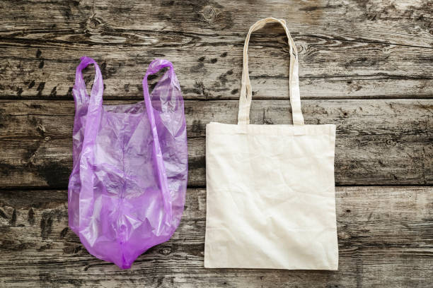 istock Zero waste. Bag canvas fabric for mockup blank template on wooden background. Ecology and Environmental Save World Concept,No plastic bags.Handmade shopping bags,textile glocery bag, multi-use bag. 1267175635
