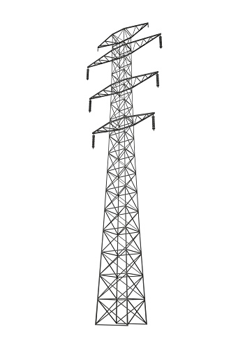 Power Transmission Tower isolated on white background. 3D render