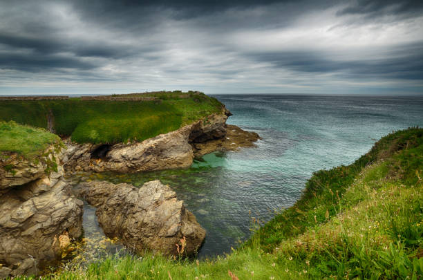 Ocean coast in the north west of Spain, Galicia region, little town of Foz, cliffs