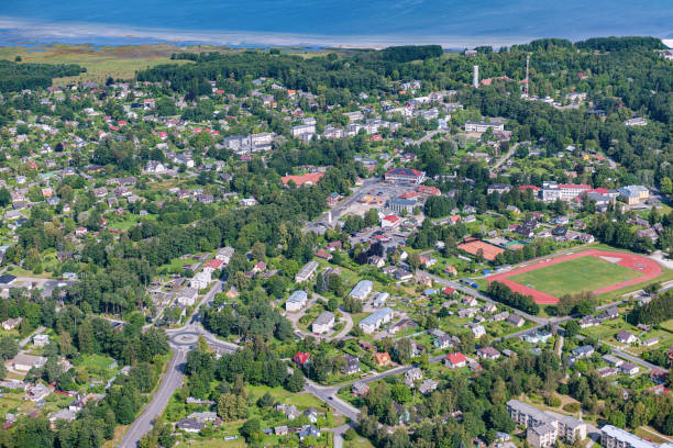 aerial view over the Kardla city