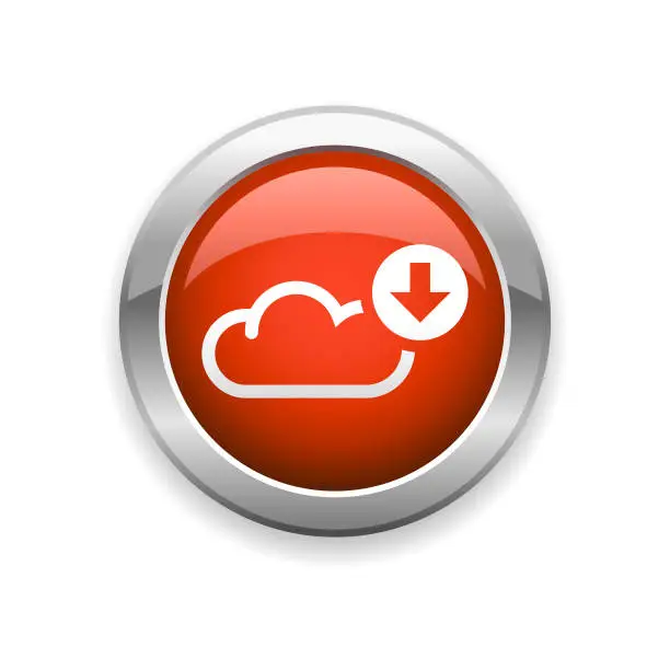Vector illustration of Cloud Computing and Downloading Glossy Icon