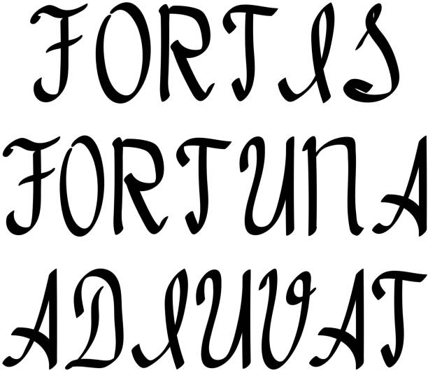 Fortis Fortuna Adiuvat Một Câu Nói Có Nghĩa Là Fortune Yêu Chữ Khắc Táo Bạo  Trong Các Chữ Cái Latinh Với Một Bàn Chải Màu Đen Có Độ Dày Khác Nhau Trên