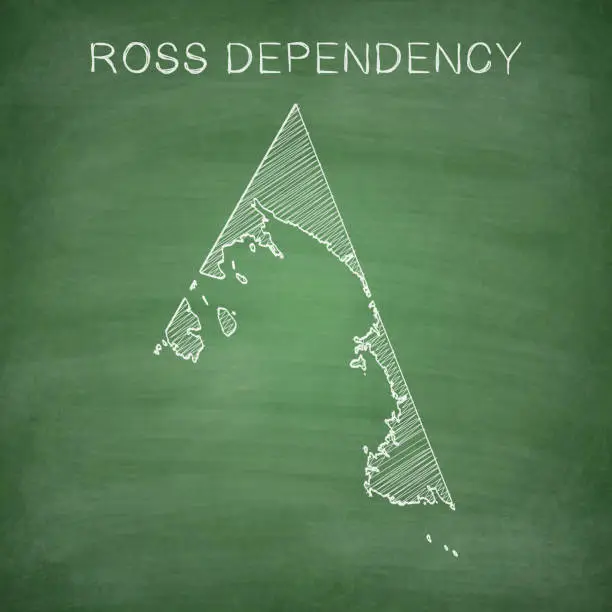 Vector illustration of Ross Dependency map drawn on chalkboard - Blackboard