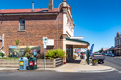 Sheffield, Tasmania, Australia - December 12, 2019: Mural graffiti was painting on the wall at the street in Sheffield town in Tasmania, Australia.