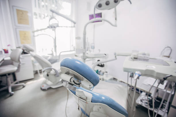 Dentist office with modern equipment, no people.