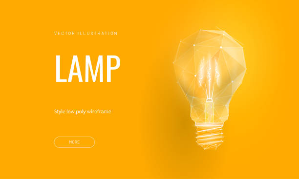 istock Incandescent lamp on bright yellow background in polygonal style. Landing page for start up or education or creative idea 1267193749
