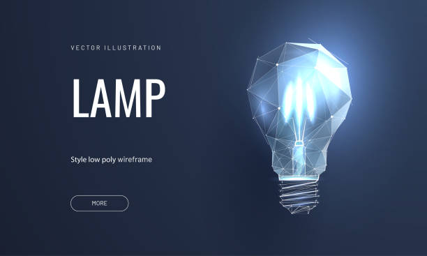 istock Incandescent lamp on bright yellow background in polygonal style. Landing page for start up or education or creative idea 1267193831