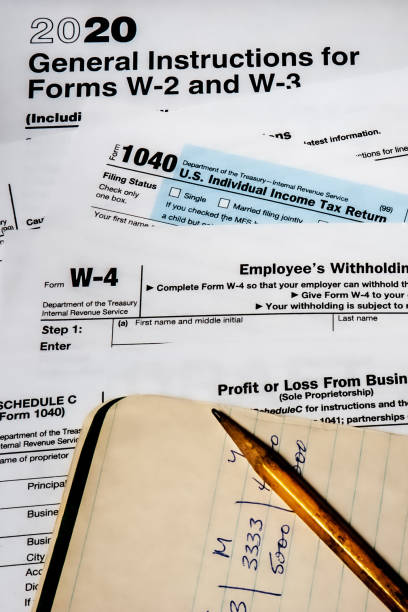 istock 2020 IRS tax forms with numbers on a notepad & a well used pencil. 1267196361