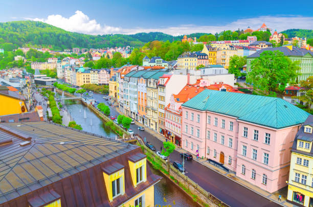 istock Top aerial panoramic view of Karlovy Vary 1267197247