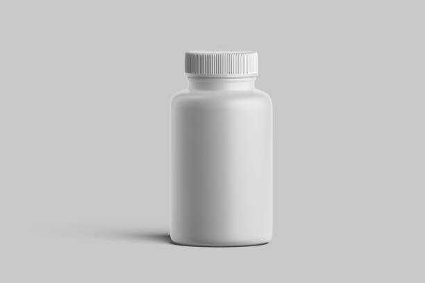 istock White Blank Bottle With Medicine on Bright Background, Copy Space. Empty Space. Minimalism. 3d rendering 1267197464