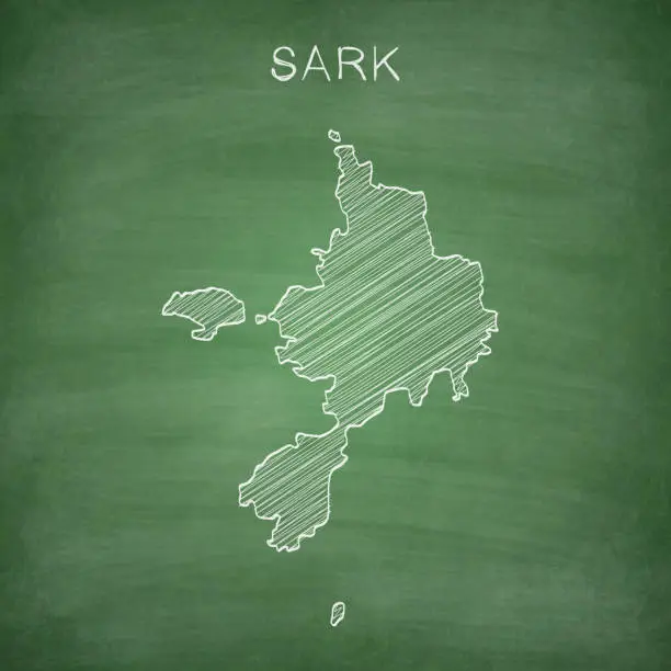 Vector illustration of Sark map drawn on chalkboard - Blackboard