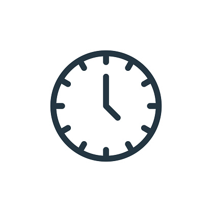 clock vector icon isolated on white background. Outline, thin line clock icon for website design and mobile, app development. Thin line clock outline icon vector illustration