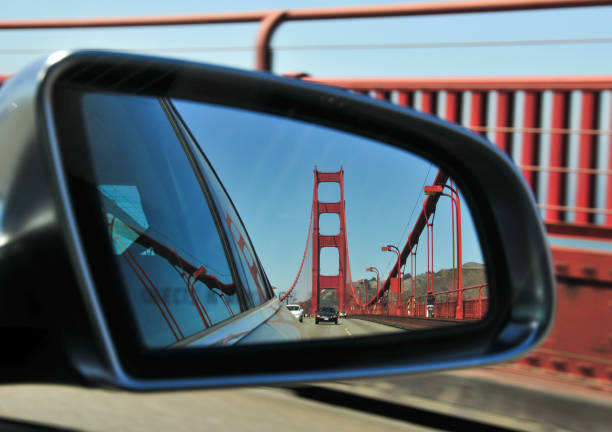 istock Rearview mirror view of the golden gate bridge 1267200602