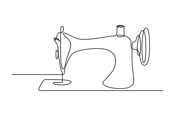 ilustrações, clipart, desenhos animados e ícones de máquina de costura - sewing machine sewing sewing item needle