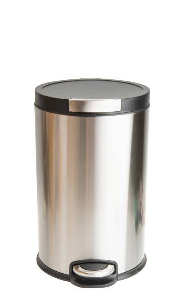 istock trash bin with stainless steel isolated 1267201807