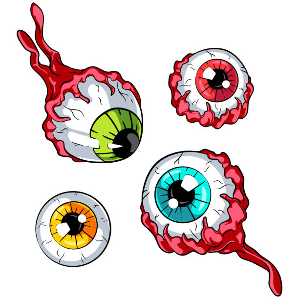 хэллоуин жуткий глазные яблоки вектор иллюстрации набор - eyeball stock illustrations